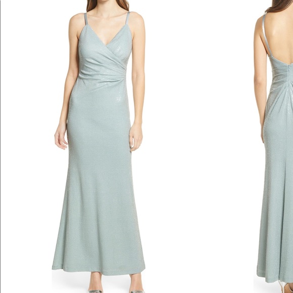 eliza j surplice trumpet gown - Picture 3 of 9